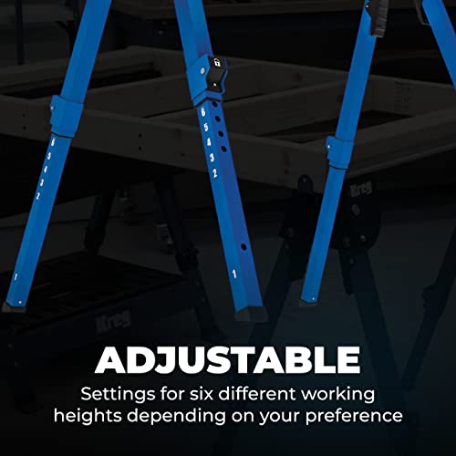 Kreg KWS500 Track Horse Tool - Use as Sawhorse, Work Support & Clamping Center Bench Clamp - Tools for Woodworking - Supports 2,200 Lb