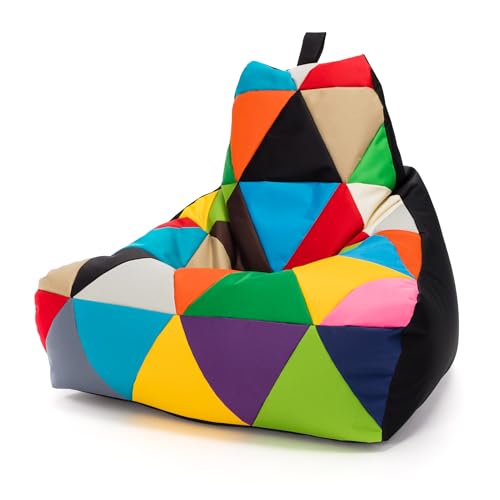 Ecopuf - Keiko Patchwork Pouf Sessel Outdoor - Sitzsack Styroporkugeln - Wasserfester Stoffsack - Entspannungssessel - Wohnungseinrichtung - Sessel Größe M - 100x80x85cm, Schwarz Nc14 Ecopuf - Keiko Patchwork Pouf Sessel Outdoor - Sitzsack Styroporkugeln - Wasserfester Stoffsack - Entspannungssessel - Wohnungseinrichtung - Sessel Größe M - 100x80x85cm, Schwarz Nc14