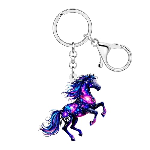 DUOWEI Cute Derby Caballos Llavero Accesorios Caballos Regalos para Mujeres Niñas Acrílico Animal Vaquero Occidental Llavero Bolsa Colgante, azul, M
