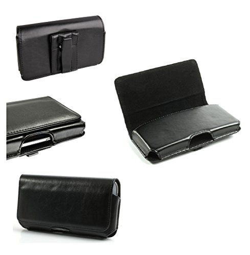 DFV Mobile   Belt Cover Premium Executive Synthetic Leather Horizontal Design and Clip Metal for Orange Daytona   Black