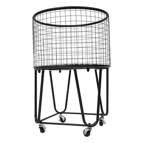 Image of Wire Metal Deep Set Rolling Laundry Basket,Wire Laundry Basket With Wheels