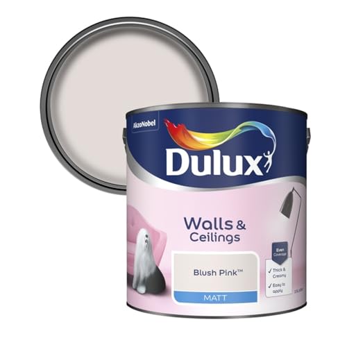 Dulux Walls & Ceilings Matt Emulsion Paint, Long-Lasting, Easy-To-Apply, Quick Drying, Perfect For Living Rooms, Bedrooms, Hallways, Kitchens, Indoor & Outdoor Use, 2.5L, (Blush Pink)