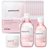 Snp 6 Peptides + 5 Hyaluronic Acid Skincare Set | 4-in-1 Kit of Toner, Serum, Cream & Sheet Masks | Moisturizing, Firming & Hydrating | Korean Skincare Set for Dry & Sensitive Skin | Peptaronic Set