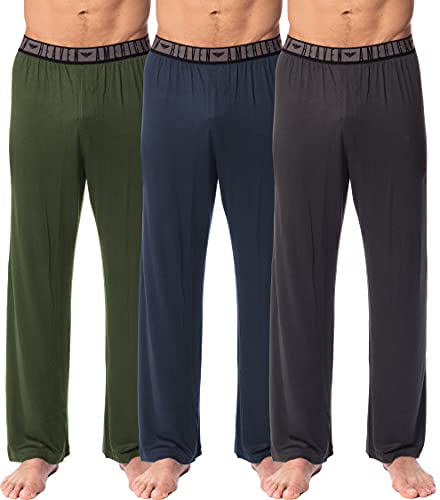 AMERICAN HEAVEN Mens 3 Pack Ultra Soft & Stretch Pajama Pants | Lightweight Lounge & Sleep Pj Yoga Bottoms