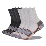 DYHWAC Calcetines Deportivos de Longitud Media for Exteriores con Parte Inferior de Toalla Engrosada, Calcetines for Caminar, Calcetines for Correr(Gray,XL)