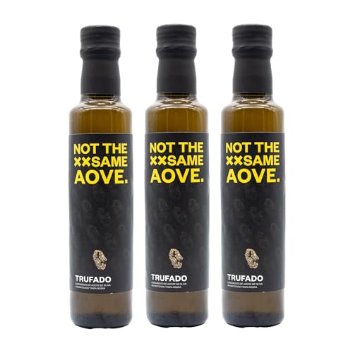 NOT THE SAME AOVE - Aceite Oliva Virgen Extra TRUFADO - 3 BOTELLAS x 250ml - Trufa Negra - COSECHA 2023-2024 - Variedad Arbequina - Extraído en frío - Arbequina Premium - Producto Gourmet -