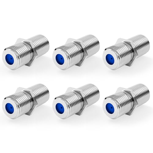 VCE 3GHz Coaxial Cable Connector, RG6 Coax Cable Extender F-Type Nickel Plated Adapter Female to Female for TV Cables, 6 Pack
