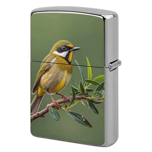 Funda retro para encendedor metálica estilo pájaros verde oliva