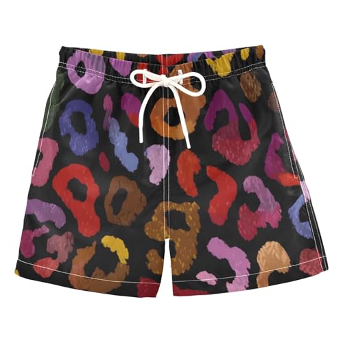 Boys Swim Trunks Colorful Leopard Print Cheetah Toddler Swim Shorts Beach Board Shorts Swimsuit