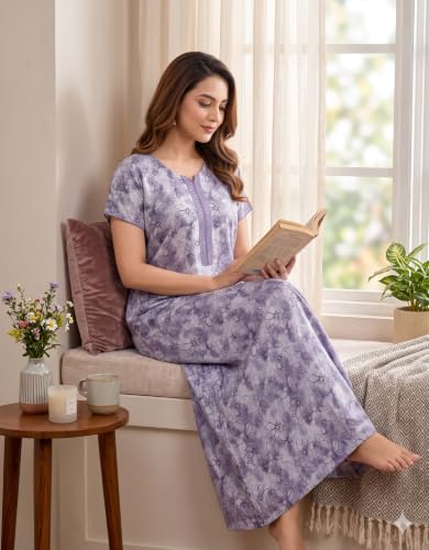 Image of Nighty| Nighty for Women Stylish| Alpine Nighty for Women| Night Gown for Women Stylish| Sleek A-Line Silhouette| Breathable Alpine Fabric|