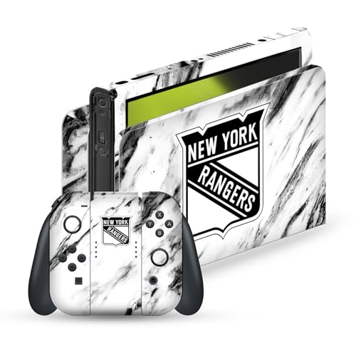 Protégez votre Switch OLED des rayures - Skin NHL New York Rangers en vinyle anti-trace marbré