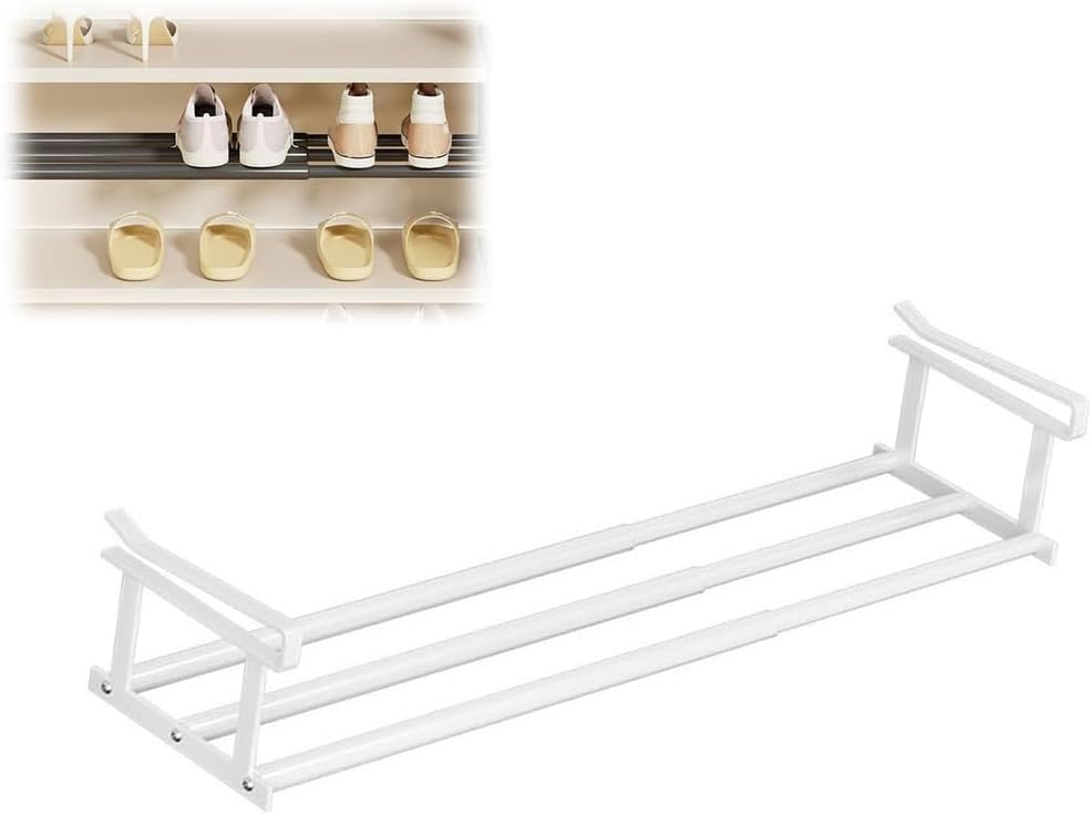 Cabinet Telescopic Shelf Shoes, Expandable Shoe Rack Organizer, Adjustable Shoe Rack & Under Cabinet Shelf, Multifunctional Telescopic for Shoe Clothing Storage,Black,2pcs