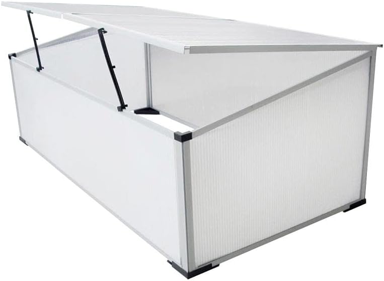 Garden Aluminum Cold Frame Greenhouse with 2 Lids, UV-Resistant Portable Mini Greenhouse Cabinet Flower Planter Shelf Protection