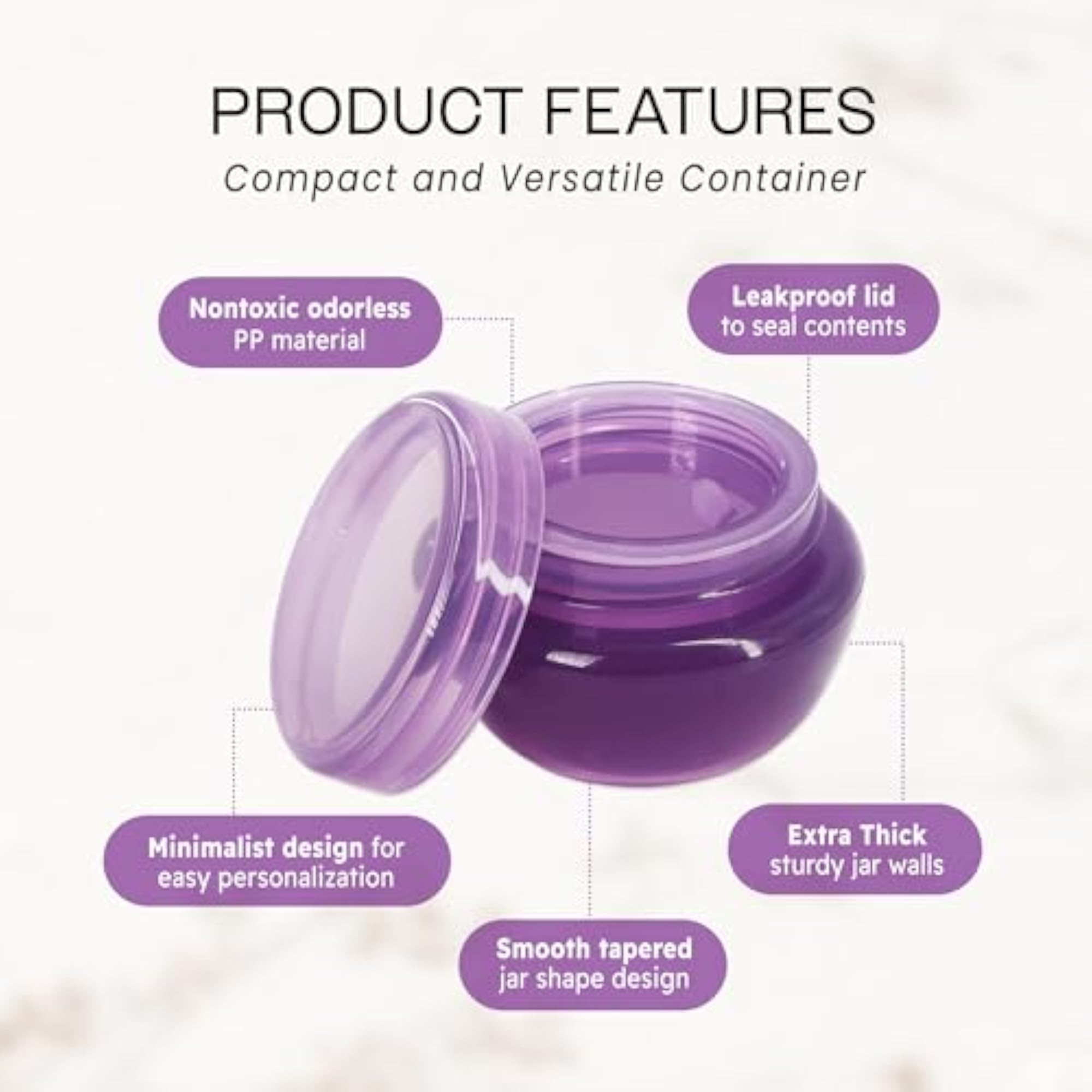 36 Pieces Purple Frosted Container Jars for Makeup and Creams