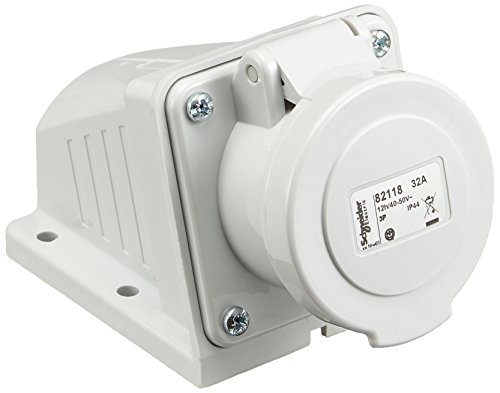 Schneider 82118 Prise murale IP44 2Pt 32 A 48 V 50 Hz Blanc
