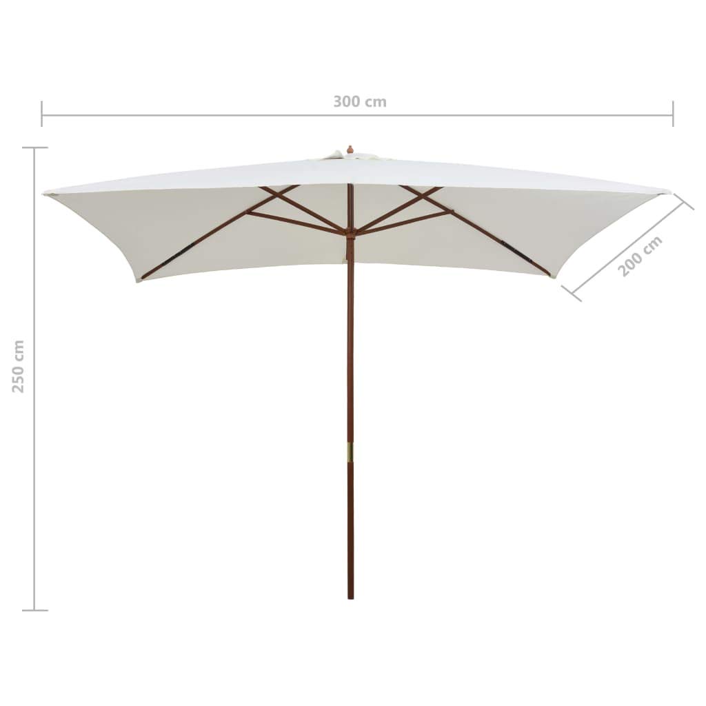 Sombrilla de Madera con Soporte para Mesa o Base Existente, Cubierta de Poliéster Resistente UV y 6 Varillas Robustas, Ideal para Jardín y Patio, Color Teca