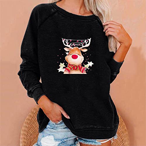 Women's Ugly Christmas Sweater Cardigans Casual Crewneck Long Sleeve Christmas Print Pullover Fall Novelty Xmas Crewneck #TOP1