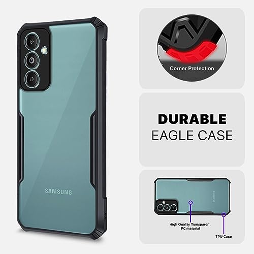 Image of Pikkme Samsung Galaxy M14 5G Back Cover | Crystal Clear Transparent Back | Ultra Hybrid | Full Camera Protection | Raised Edge | Bumper Back Case for Samsung Galaxy M14 5G (Black)