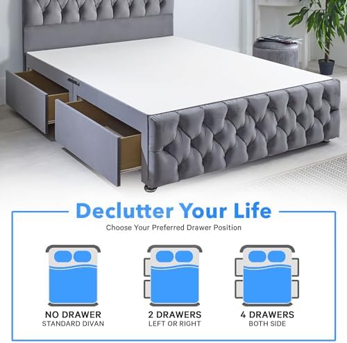 ComfoRest - Elegant 5FT King Size Divan Base NO DRAWER | Durable Frame with Sturdy Support | Functional Design for Modern Bedrooms | Timeless Option for Stylish Spaces (Grey Plush)