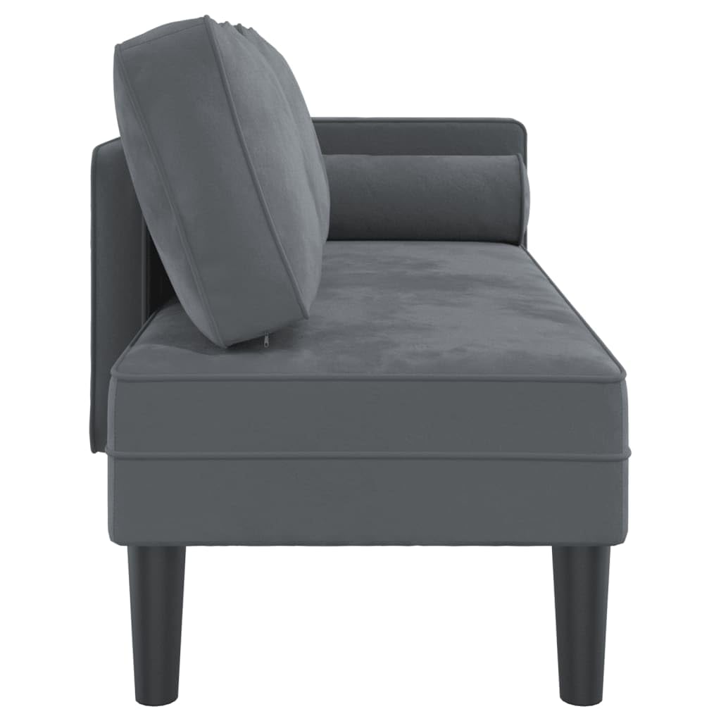 Chaise Longue in velluto grigio scuro con cuscino e schiuma altamente elastica, 116,5 x 62 x 57,5 cm, sdraio relax ergonomico per soggiorno, camera da letto, ufficio, comodo per sdraiarsi e