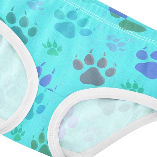 Cute Animal Paw Prints Blue Little Girl Panties Girls Underwear Toddlers Cotton Fun Briefs Girls Undies 2t4