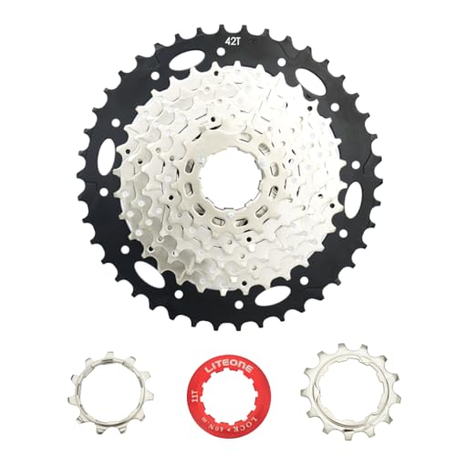 LITEONE 8 Speed Cassette 11-42T MTB Cassette 8 Speed Fit for Mountain Bike, Road Bicycle, MTB, BMX, SRAM, Shimano, Gears for Bicycles