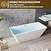 59'' Acrylic Freestanding Bathtub with Chrome Drain Kit, Contemporary Square Soaking Tub with Overflow and Flexible PVC Drain Pipe, Double-Walled Insulation, cUPC Certified, Glossy White Finish