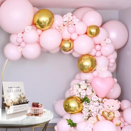 Image of 145pcs Pastel Pink Balloons Different Sizes 18 12 10 5 Inch Light Pink Balloon Arch Kit Garland for Birthday Party Graduation Baby Shower Wedding Valentine Christmas Anniversary Decorations