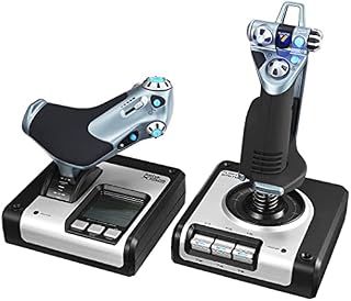 Logitech G Saitek X52 Flight Control System, Controller and Joystick Simulator, LCD Display, Double Suspension, Illuminated Buttons, 2xUSB, PC - Black/Silver