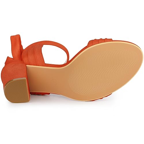 Allegra K Allegra K Women Open Toe Ankle Tie Back Chunky Orange Heel Sandals 10.5 M US