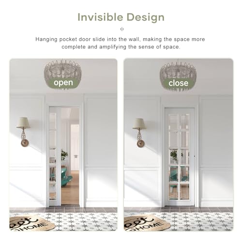 Image of EaseLife 4FT /48in Sliding Pocket Door Hardware Kit,Commercial Grade,Aluminum Box Rail Kit,Slide Smoothly Quietly,Easy Install,No Door (44.5in Track Kit for 23 inch~24 inch Wide Single Door)