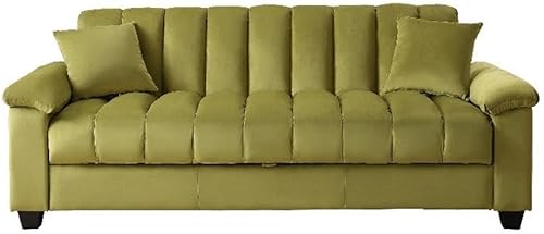 Sofá cama convertible de terciopelo de 82.7 pulgadas con almacenamiento para sala de estar y dormitorio, color verde