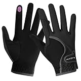 FitsT4 Sports Kids Horse Riding Gloves Girls Boys Equestrian Horseback Riding Gloves Mesh for Youth Children Touchscreen Black M