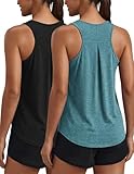 PINSPARK Womens Athletic Tank Tops Loose Fit Gym Shirt Quick Dry Running Top...