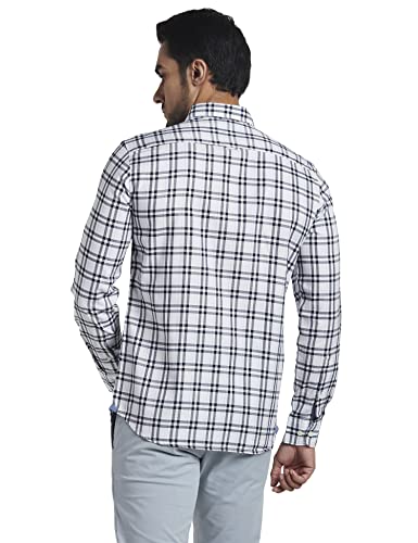 Image of Parx Men's Pure Cotton Checks Pattern Slim Fit Semi Cutaway Collar Full Sleeve Casual Shirt