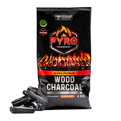 FYRO Premium Fruit Wood Lump Charcoal (4kg) Great for BBQ Grills Smokeless when lighting