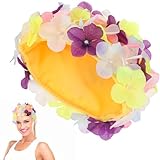 BESPORTBLE Swim Hats for Women Flower Swim Cap Swim Hat Lovely Portable Stylish Charming Pearls Three- Dimensional Petals Vacation Accessories for Women Size L Bathing Caps for Swimming