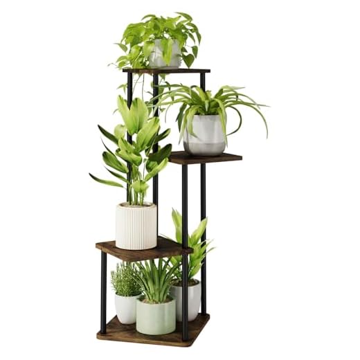 Bamworld Porta Piante da Interni Scaffale per piante da Esterno Portavasi da Interno Balcone Mensola Angolare 4 Ripiani Giardino Bonsai Arredo Giardino Mobili Arredamento(45x30x80cm)