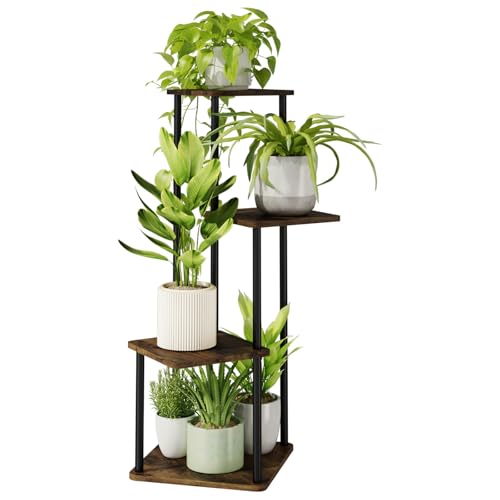 Bamworld Porta Piante da Interni Scaffale per piante da Esterno Portavasi da Interno Balcone Mensola Angolare 4 Ripiani Giardino Bonsai Arredo Giardino Mobili Arredamento(45x30x80cm)
