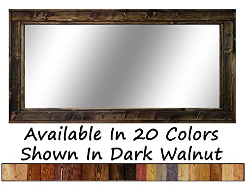 Herringbone Reclaimed Wood Framed Mirror, Available In 5 Sizes And 20 Stain Colors: Shown In Dark Walnut - Large Wall Mirror - Rustic Modern Home - Home Decor - Housewares #TOP2