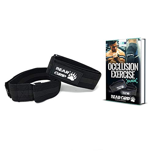 BEAR GRIP - Occlusie trainingsbanden (zwart, medium) trainingsband voor thuis en sportschool workout | Stoffen weerstandsbanden voor dames en heren | Booty Band