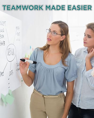 Magique Whiteboard Folie Selbstklebend - Elektrostatische Folie mit 25 Blatt & 1 Boardmarker Inkl, Abwischbar und Wiederbeschreibbar, Geeignet für alle glatten Flächen, 60x80cm