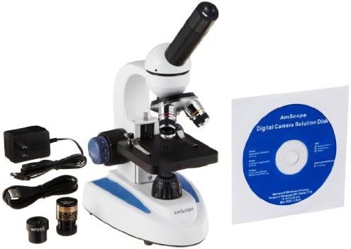 AmScope M158C-E 40X-1000X LED Cordless All-Metal Framework Full-Glass Optical Lens Student Biological Compound Microscope + Digital Camera USB Imager Compatible with Windows XP/Vista/7/8 & Mac (Driver Free) Size: 640 X 480 Pixel USB digital camera