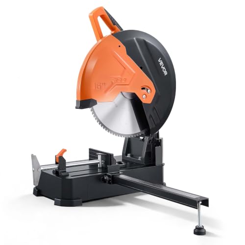 Image of VEVOR Chop Saw 16-inch Cold Cut Blade 3000 W Powerful Motor Cut Off Saw | For Cutting Metal, -45 to 45 Adjustable Angle, Efficient Dry Cutting, Stable, with Thickened Blade Guard and Scale Ruler