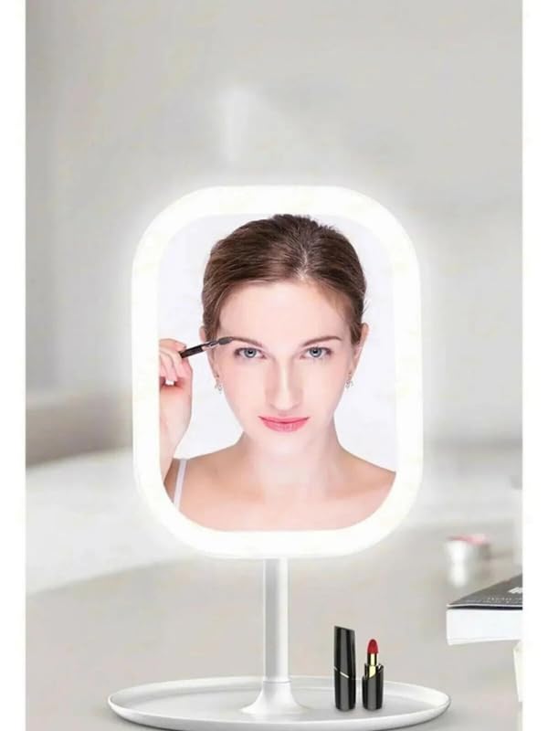 UNİCHROME Masaüstü Dokunmatik Makyaj Aynası Led Işıklı Beyaz Renk Make Up Mirror 3 Modlu Standlı