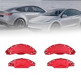 Qingchijun For Tesla Model Y Juniper Accessories Red Brake Caliper Covers 2025 2026 Tesla Juniper Model Y 19 20 Inch Wheel Front and Rear Brake Caliper Covers for Model Y Juniper Brake Caliper(4pcs)