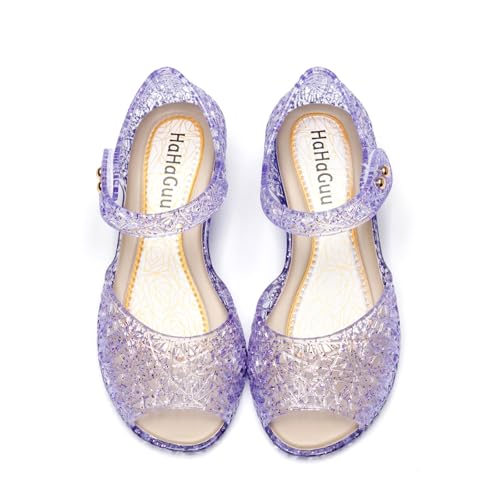 HaHaGuu Princess Jelly Flats Shoes Girls Birthday Party Heels Snow Queen Cosplay Costumes Dress Up Sandals For Toddler Little Girls Big Kids
