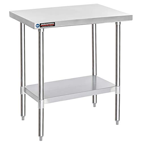 Image of DuraSteel 30x36 Stainless Steel Work Table - NSF Commercial Prep Metal Table - Outdoor Pizza Oven Stand w /Under Shelf - Kitchen Island Laundry Utility Garage Microwave Stand Large Rolling Storage Cart
