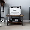 PUNCIA 2 Niveaux Support d’Imprimante sous Bureau Mobile Meuble Imprimante à Roulette Étagère de Rangement Organisateur de Stockage Multifonction pour Maison Cuisine et Bureau(Noir, 2 Niveaux)
