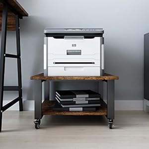 PUNCIA 2 Niveaux Support d’Imprimante sous Bureau Mobile Meuble Imprimante à Roulette Étagère de Rangement Organisateur de Stockage Multifonction pour Maison Cuisine et Bureau(Noir, 2 Niveaux)